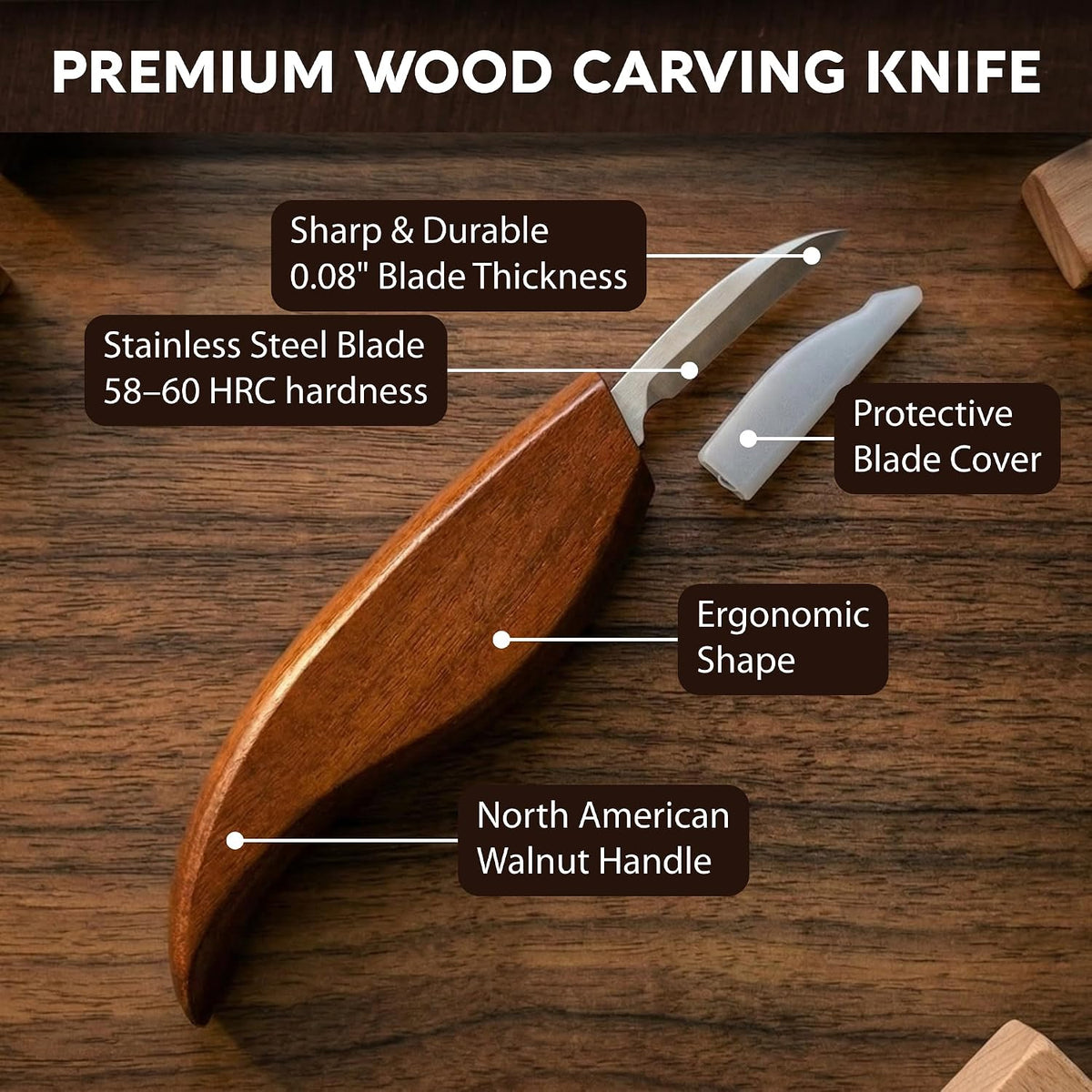 Premium wood carving knife