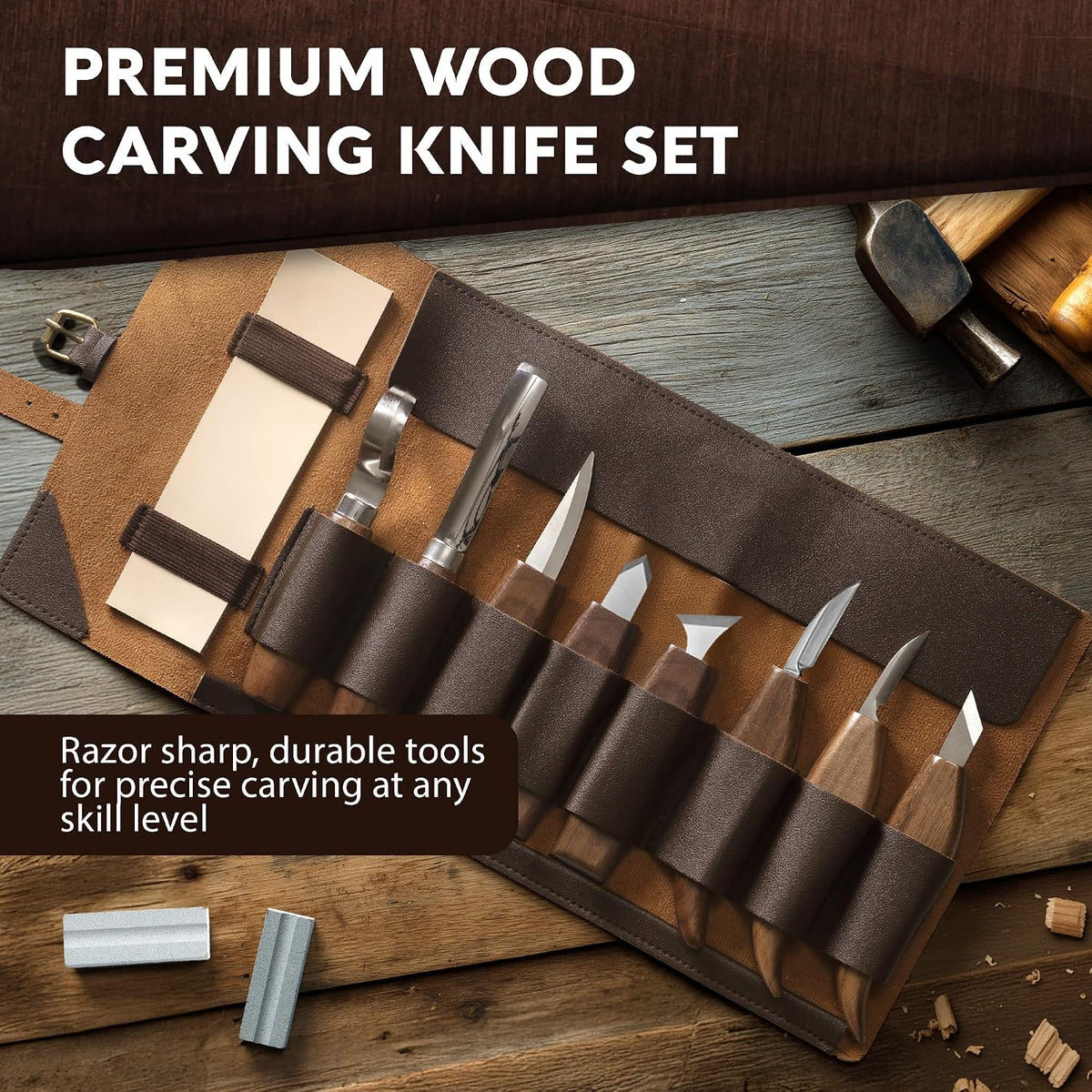 Knife set in the roll